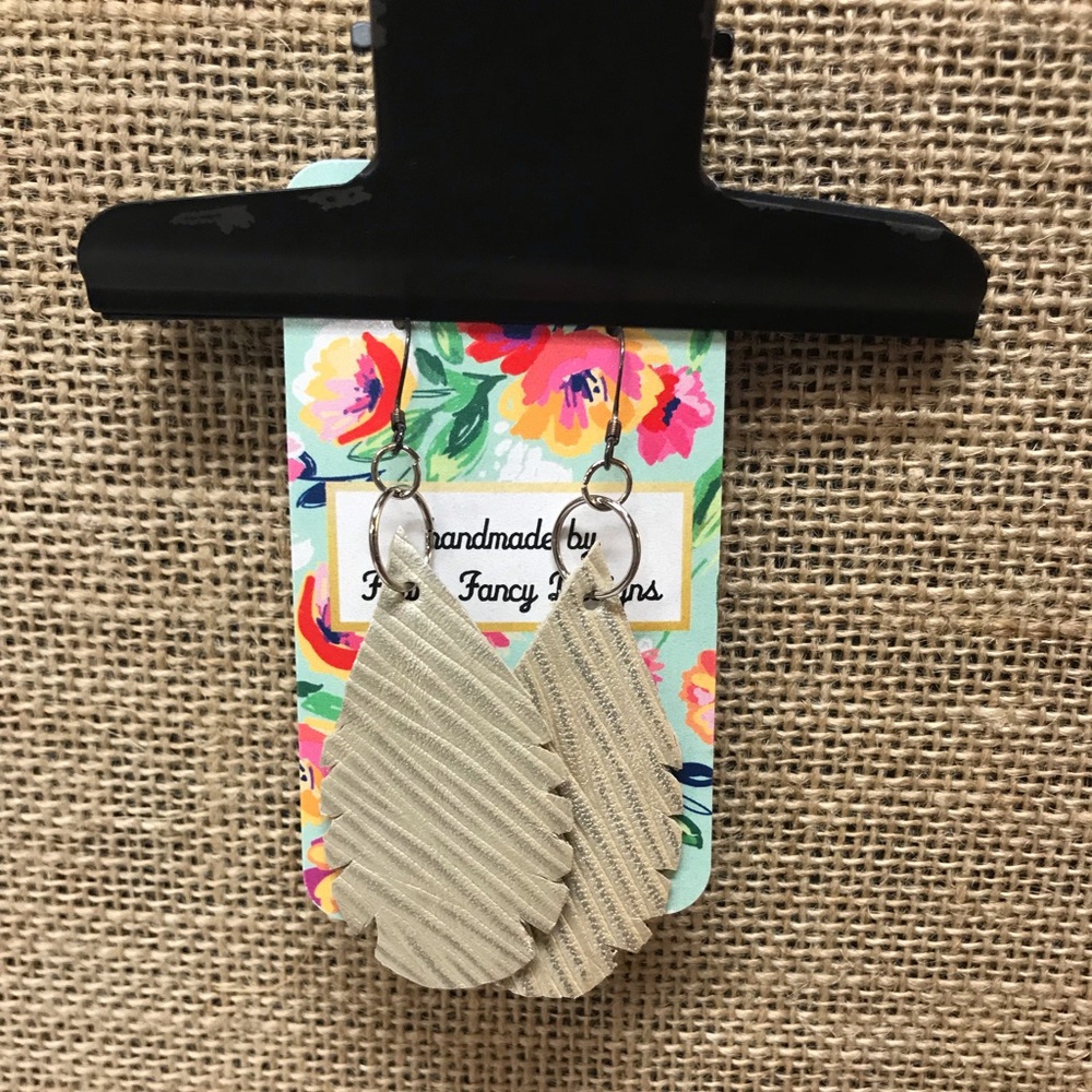 NWT Leather Earrings With Detail on Edge